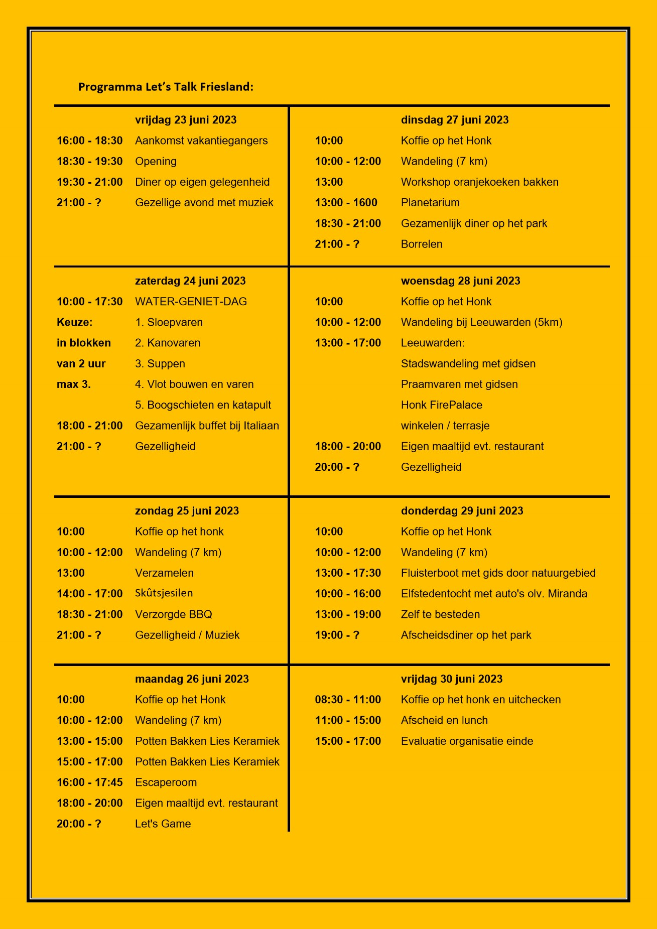 23-06-2023 tm 30-06-2023, Let's Talk Friesland Programma 2.